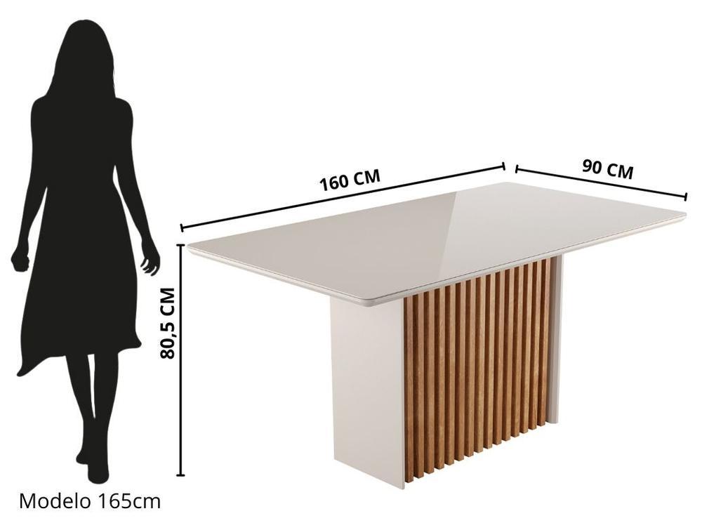 Mesa de Jantar 6 Cadeiras 6 Lugares Retangular Mel e Off White Sonetto Móveis Cris - 4