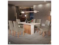 Mesa de Jantar 6 Cadeiras 6 Lugares Retangular Mel e Off White Sonetto Móveis Cris - 1