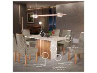 Mesa de Jantar 6 Cadeiras 6 Lugares Retangular Mel e Off White Sonetto Móveis Cris - 2