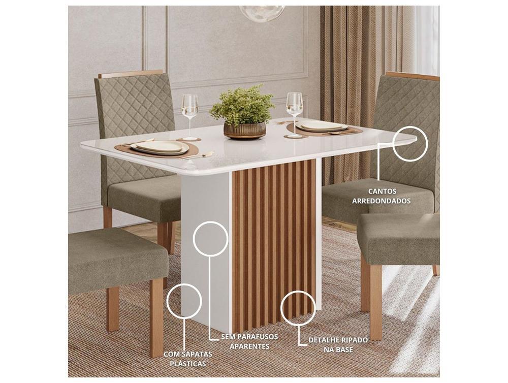 Mesa de Jantar 4 Cadeiras 4 Lugares Retangular Mel e Off White Sonetto Móveis Cris - 2
