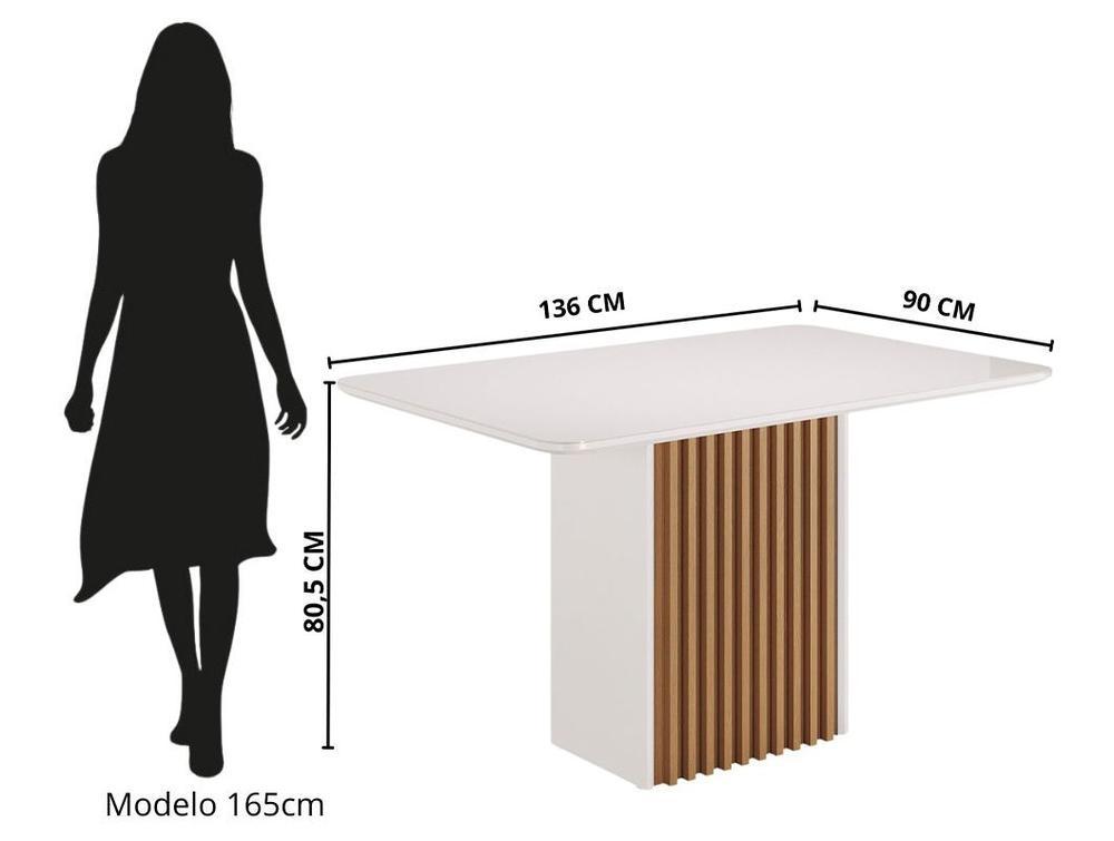 Mesa de Jantar 4 Cadeiras 4 Lugares Retangular Mel e Off White Sonetto Móveis Cris - 4