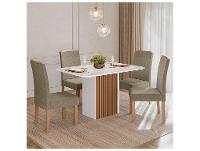 Mesa de Jantar 4 Cadeiras 4 Lugares Retangular Mel e Off White Sonetto Móveis Cris - 1