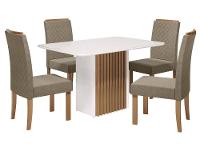Mesa de Jantar 4 Cadeiras 4 Lugares Retangular Mel e Off White Sonetto Móveis Cris - 6