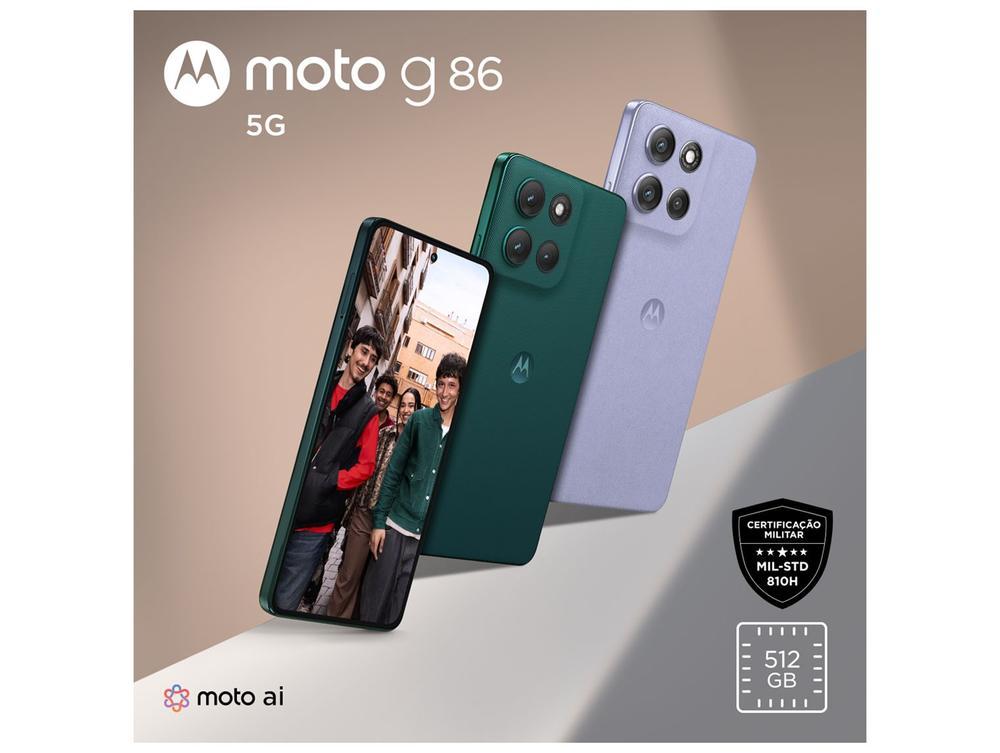 Smartphone Motorola Moto g86 512GB 5G 8GB RAM Lilás 6,7" Câm. Dupla + Selfie 32MP - 5