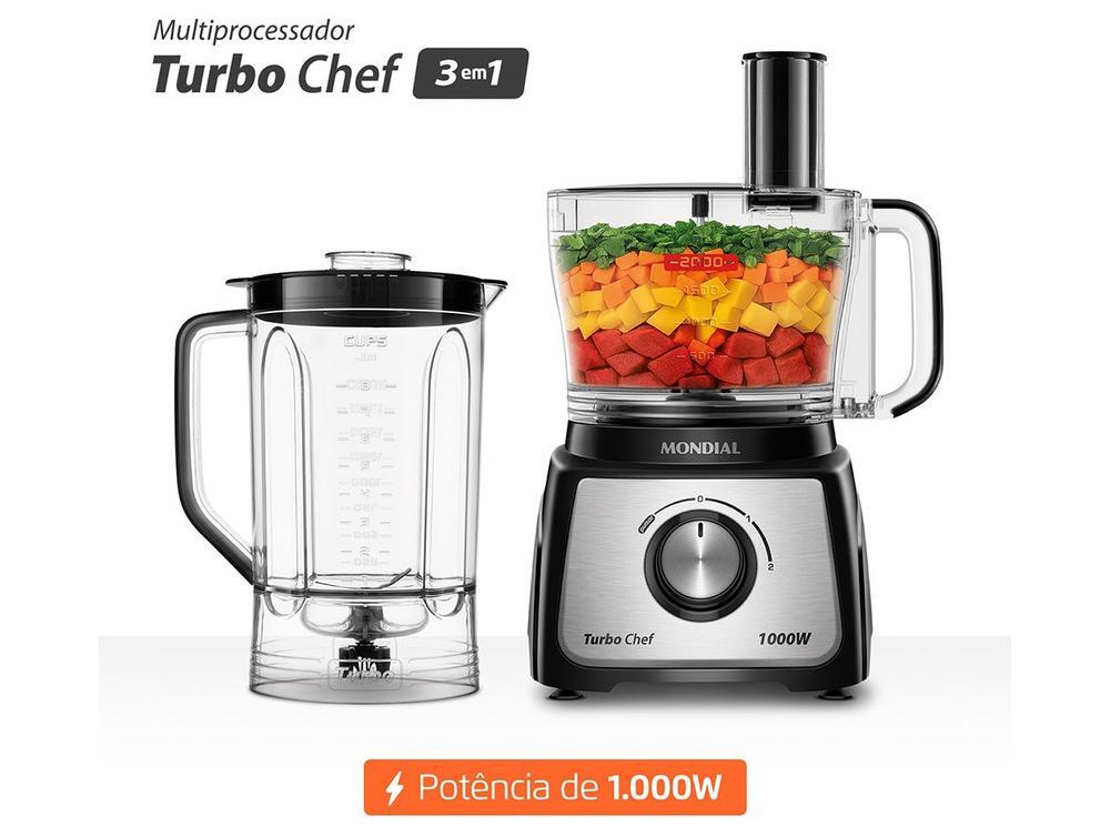 Multi-processador de Alimentos Mondial 1000W Preto Turbo Chef MPN-02-BE 3 em 1 3097-01 - 2