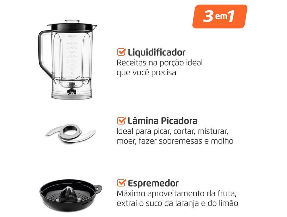 Multi-processador de Alimentos Mondial 1000W Preto Turbo Chef MPN-02-BE 3 em 1 3097-01 - 3