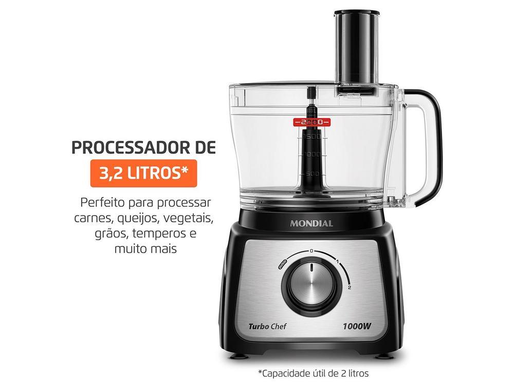 Multi-processador de Alimentos Mondial 1000W Preto Turbo Chef MPN-02-BE 3 em 1 3097-02 - 4