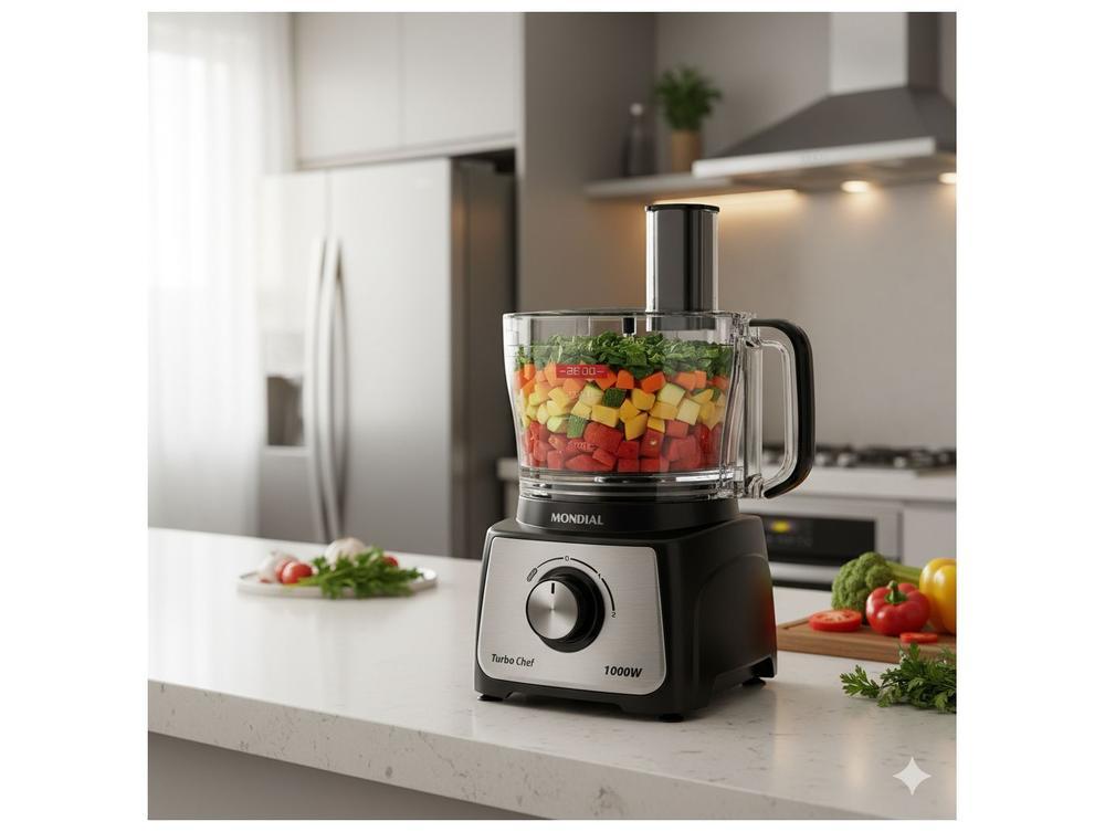Multi-processador de Alimentos Mondial 1000W Preto Turbo Chef MPN-02-BE 3 em 1 3097-02 - 9