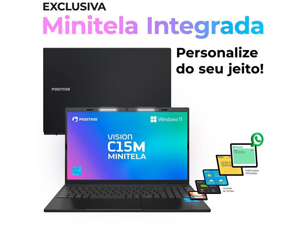 Notebook Positivo Vision C15M Intel Celeron N4500 Windows 11 Home 4GB RAM  128GB eMMC Tela 15" Full HD IPS Antirreflexo Minitela e Tecla Copilot Cinza - 3