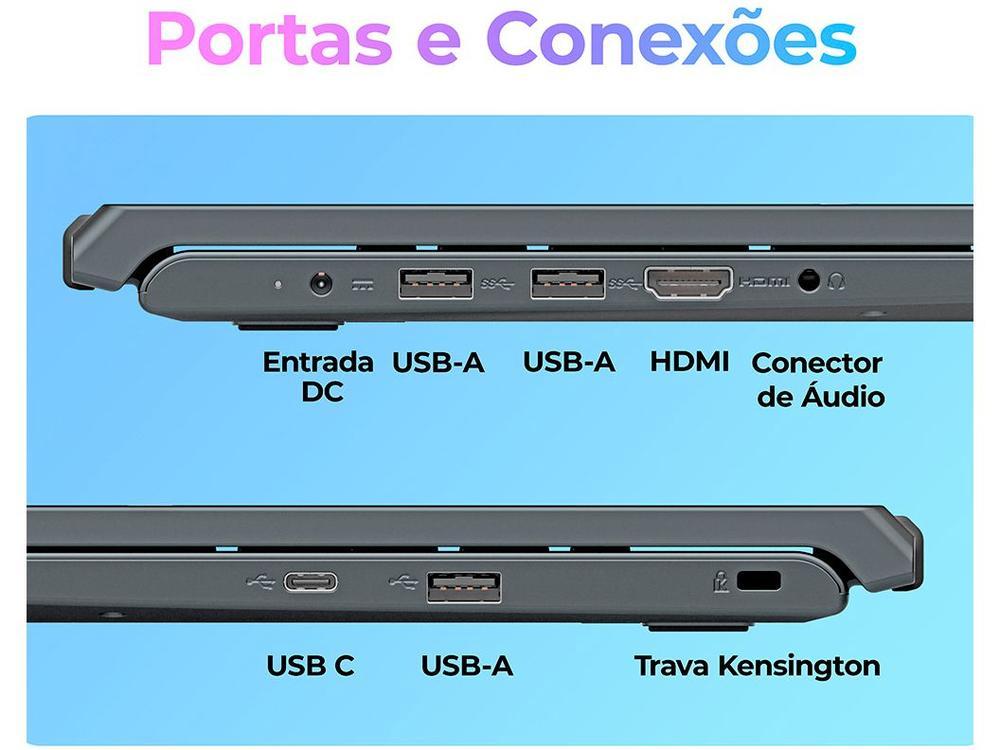 Notebook Positivo Vision C15M Intel Celeron N4500 Windows 11 Home 4GB RAM  128GB eMMC Tela 15" Full HD IPS Antirreflexo Minitela e Tecla Copilot Cinza - 8