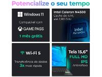 Notebook Positivo Vision C15M Intel Celeron N4500 Windows 11 Home 4GB RAM  128GB eMMC Tela 15" Full HD IPS Antirreflexo Minitela e Tecla Copilot Cinza - 9