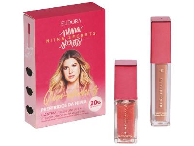 Kit Batom e Gloss Labial Eudora Niina Secrets Queridinhos 2 Unidades