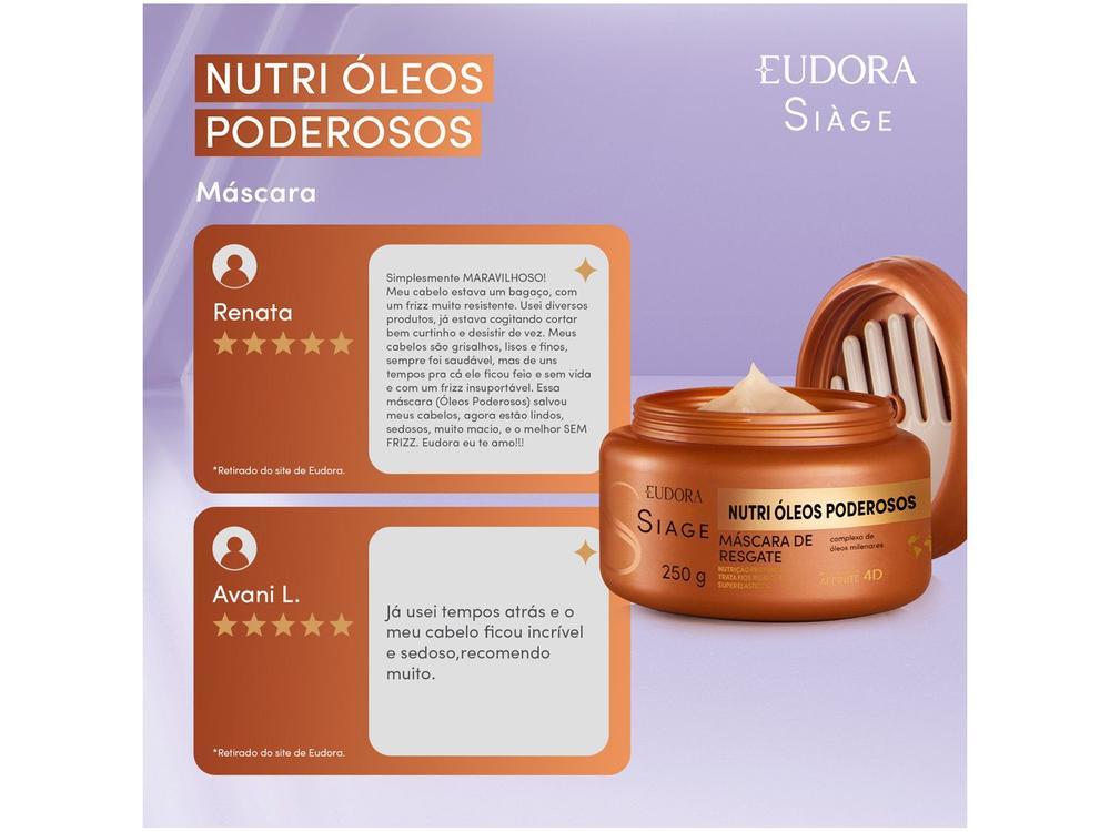 Máscara Capilar de Resgate Eudora Siàge Nutri Óleos Poderosos 250g - 3