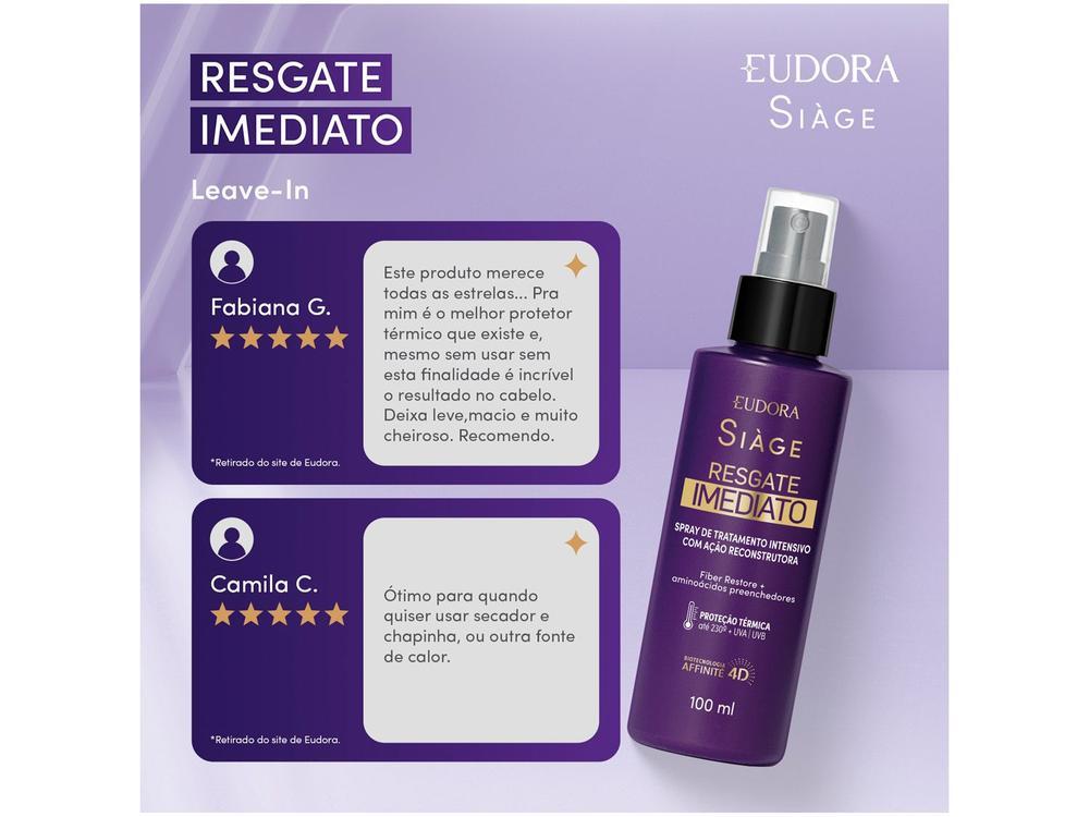 Spray Finalizador de Cabelo Eudora Siàge Resgate Imediato 100ml - 3