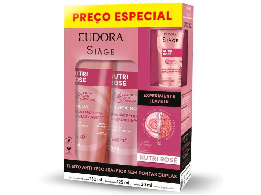 Kit Shampoo Condicionador Leave-in Eudora Siàge Nutri Rosé - 2