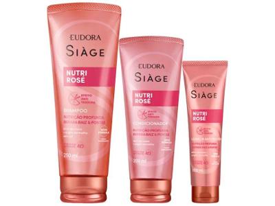 Kit Shampoo Condicionador Leave-in Eudora Siàge Nutri Rosé