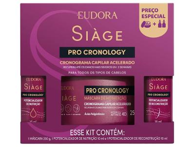 Kit de Tratamento Capilar Eudora Siàge Pro Cronology Máscara Potencializador de Nutrição Potencializador de Reconstrução