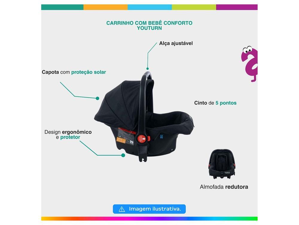 Carrinho de Bebê com Barra Reversível + Bebê Conforto Maxi Baby Youturn até 15kg - 5