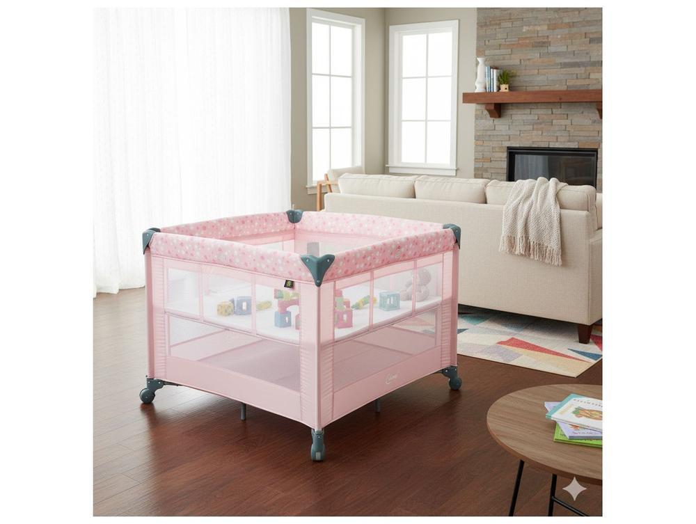 Berço Portátil e Desmontável Maxi Baby Lune até 15kg Rosa - 2