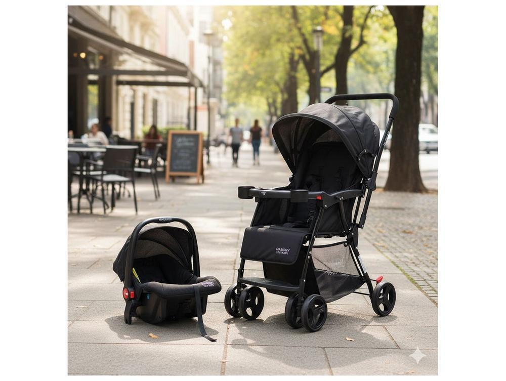 Carrinho de Bebê com Barra Reversível + Bebê Conforto Maxi Baby Youturn até 15kg - 9