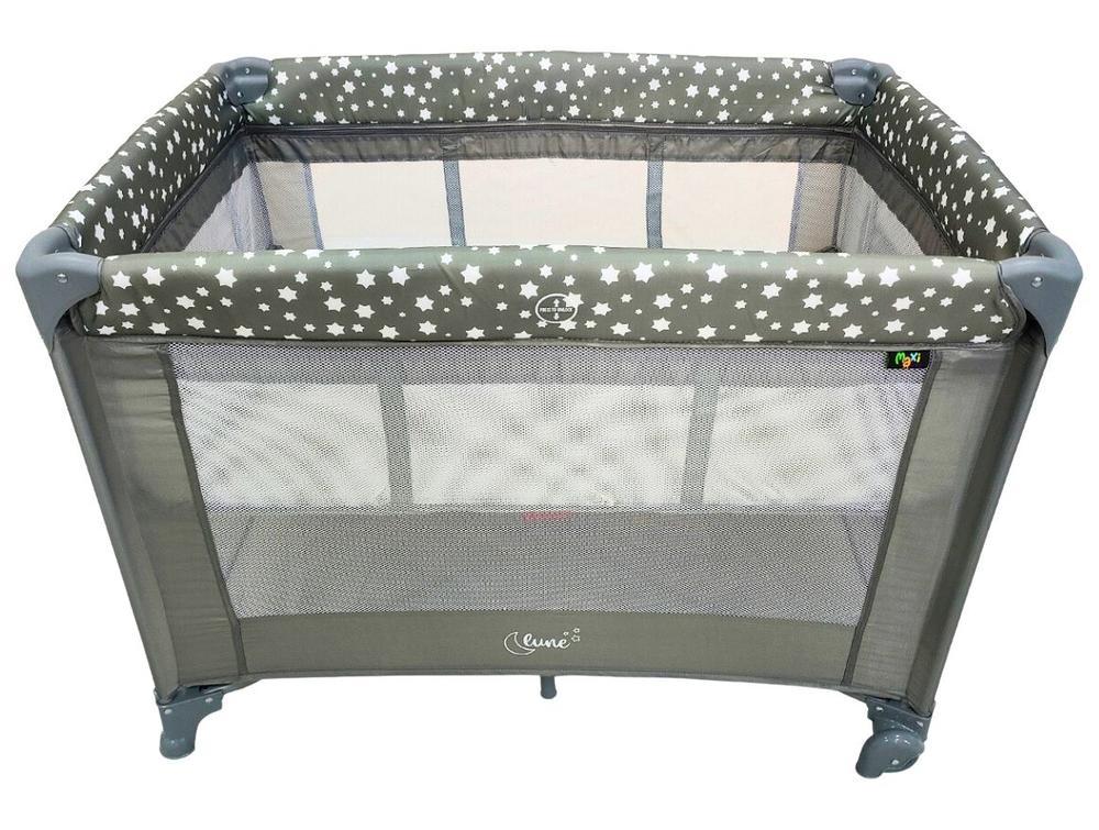 Berço Portátil e Desmontável Maxi Baby Lune até 15kg Cinza - 4