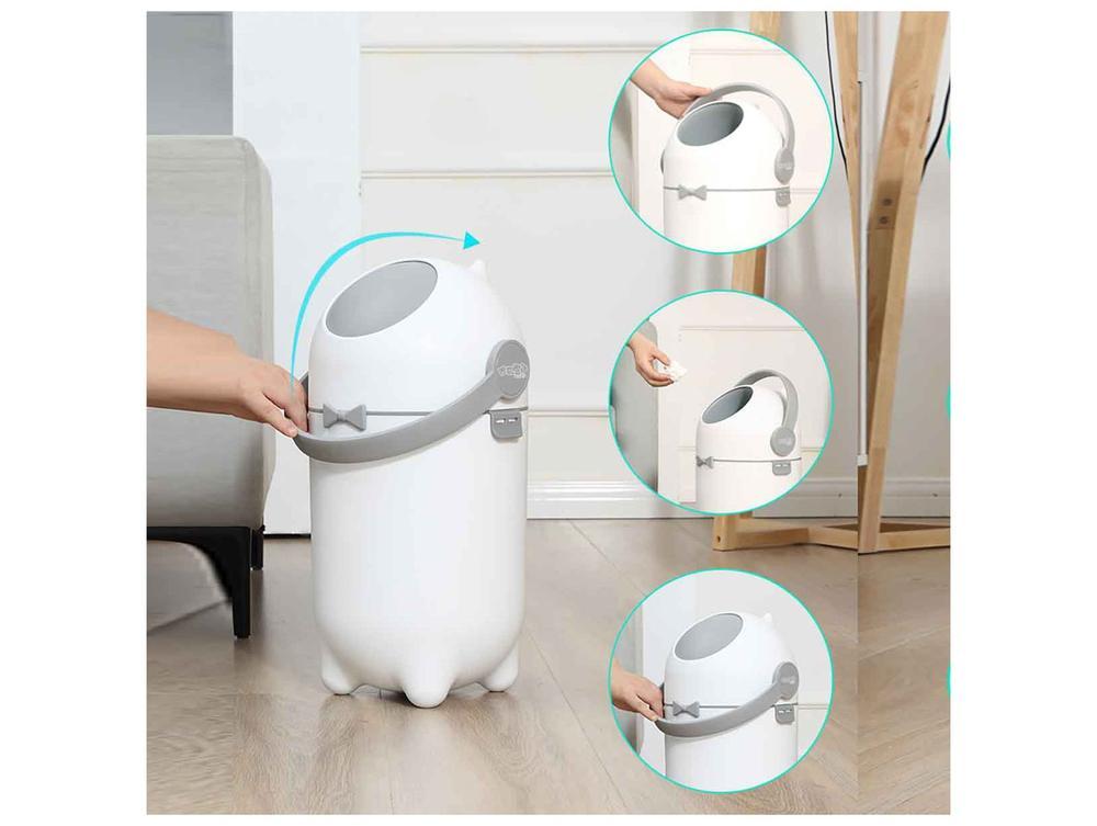 Lixeira para Fraldas Antiodor Maxi Baby Lixo Mágico Branca e Cinza - 2