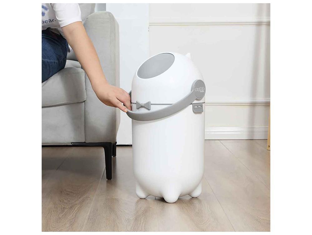 Lixeira para Fraldas Antiodor Maxi Baby Lixo Mágico Branca e Cinza - 5