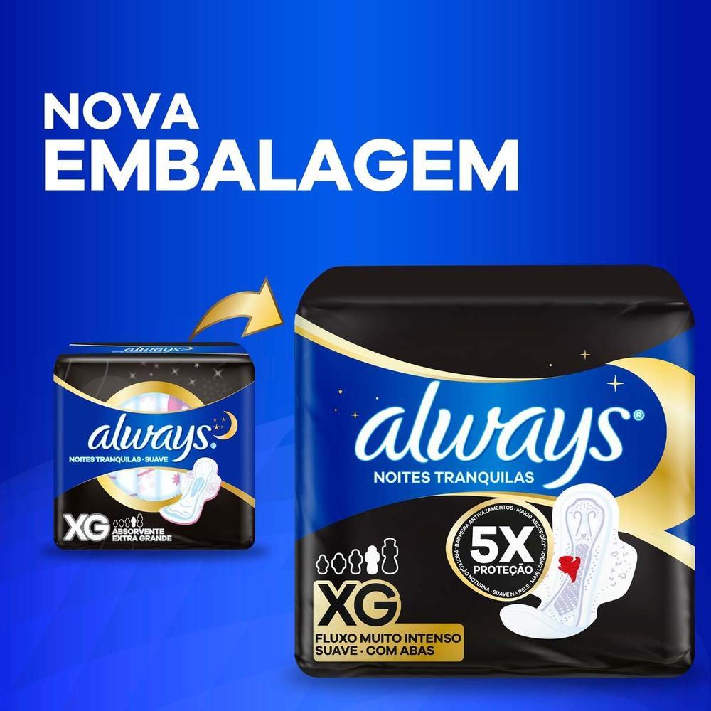 Absorvente Noturno Always Noites Tranquilas Suave XG com Abas 26 Unidades - 6