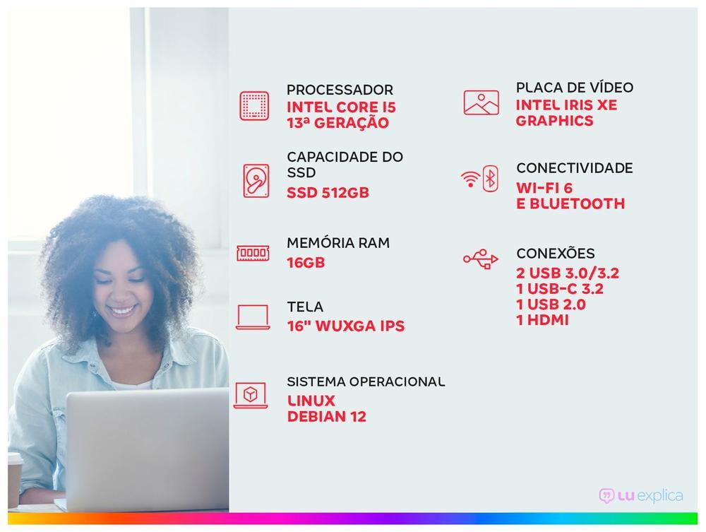 Notebook Vaio FE16 VJFE62F11X-B0311H Intel Core i5-1335U 16GB RAM 512GB SSD 16" WUXGA Linux Debian 12 - 2