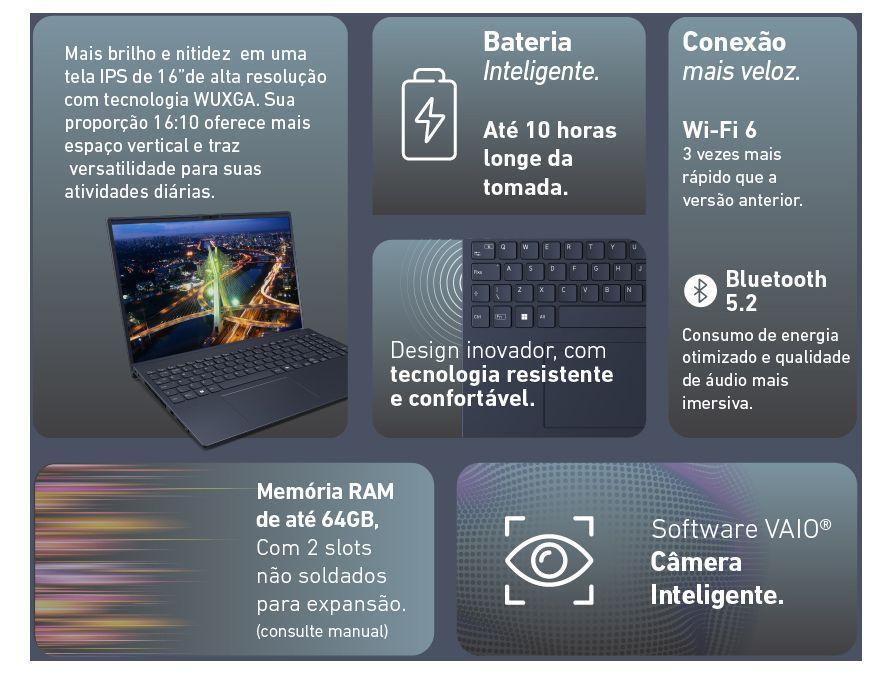 Notebook Vaio Intel Core i5-1335U 16GB RAM 512GB SSD 16" Linux - 3