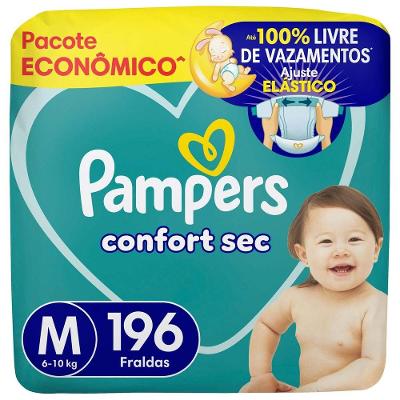 Fralda Pampers Confort Sec Tam. M 6 a 10kg 196 Unidades