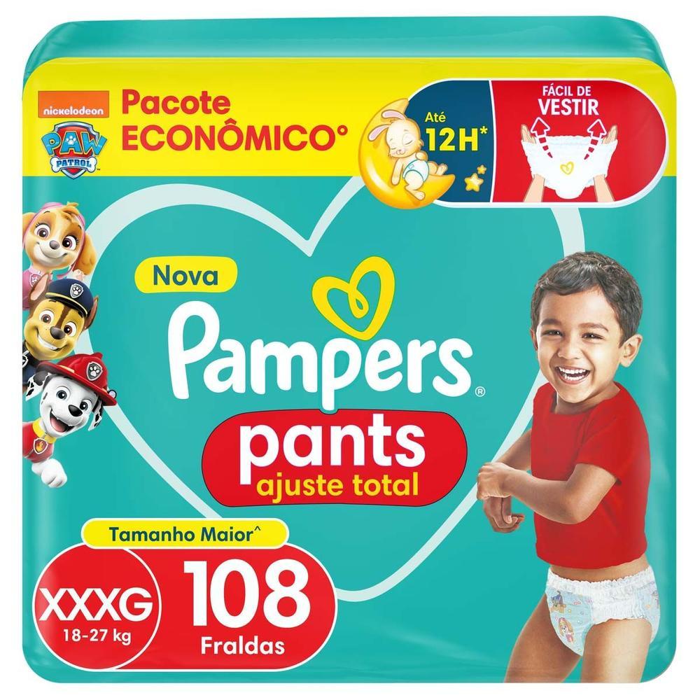 Fralda Calça Pampers Pants Ajuste Total Tam. XXXG 18 a 27kg 108 Unidades - 1