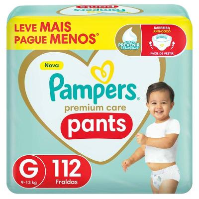 Fralda Calça Pampers Premium Care Pants Tam. G 9 a 13kg 112 Unidades