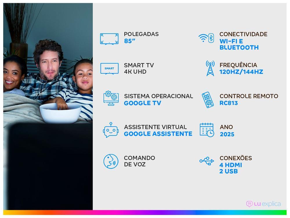 Smart TV 85" TCL 4K UHD Mini LED C8K 85C8K Google TV 2025 - 2
