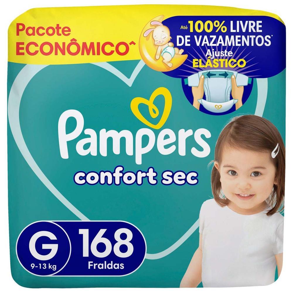 Fralda Pampers Confort Sec Tam. G 9 a 13kg 168 Unidades - 1
