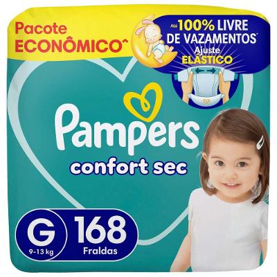 Fralda Pampers Confort Sec Tam. G 9 a 13kg 168 Unidades
