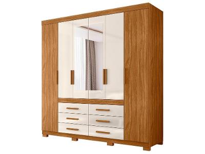 Guarda-roupa Casal com Espelho 6 Gavetas 6 Portas Moval França