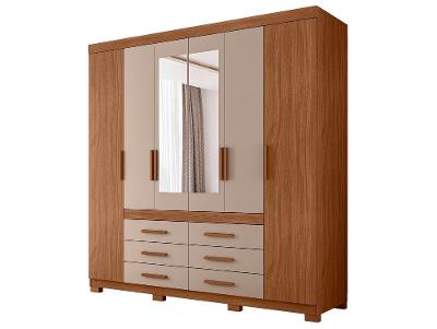 Guarda-roupa Casal com Espelho 6 Gavetas 6 Portas Moval França