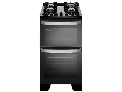 Fogão 4 Bocas Electrolux Preto Duplo Forno Experience FE4DB