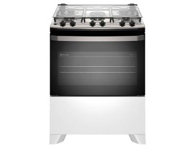 Fogão 5 bocas Electrolux Branco Efficient Mesa Inox, PerfectCook e VaporBake FE5IW