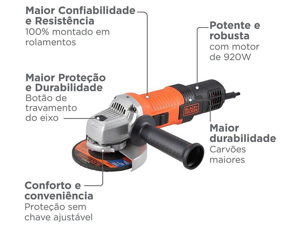 Esmerilhadeira Black+Decker Angular 920W 4 1/2” G720X - 2