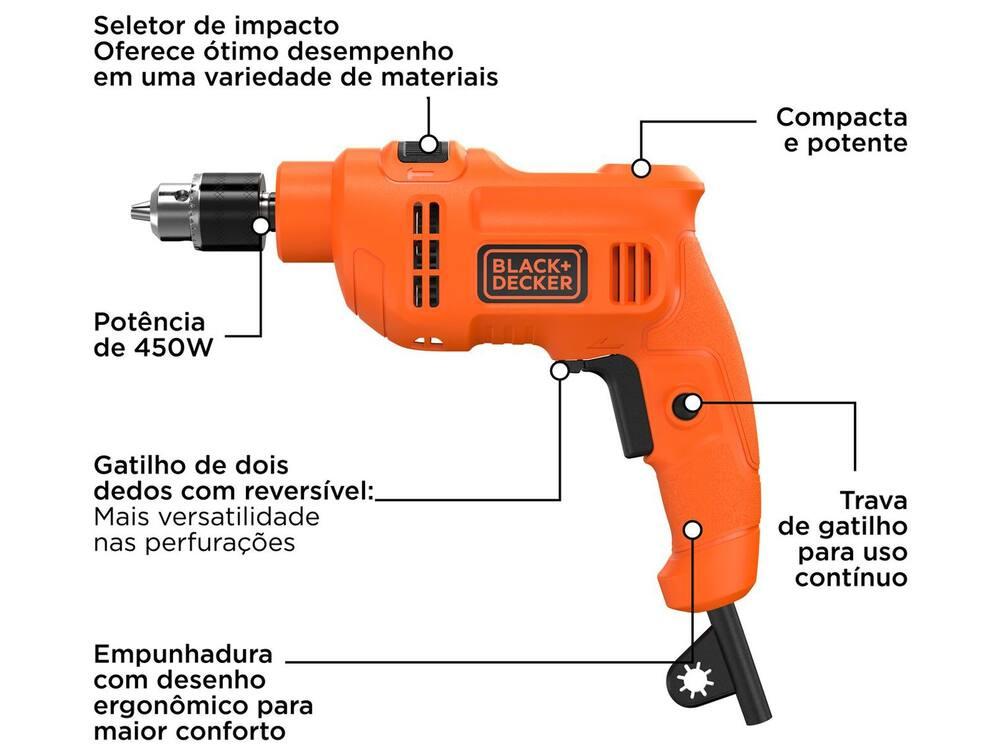 Furadeira de Impacto Black+Decker 450W BED710450 - 2