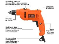 Furadeira de Impacto Black+Decker 450W BED710450 - 2