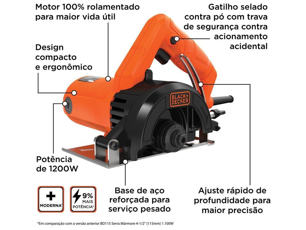 Serra Mármore Elétrica Black+Decker BES41200 4 1/2” 14000 RPM - 2
