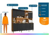 Armário de Cozinha Completa Aramóveis Kit Mega 9 Portas 2 Gavetas - 2