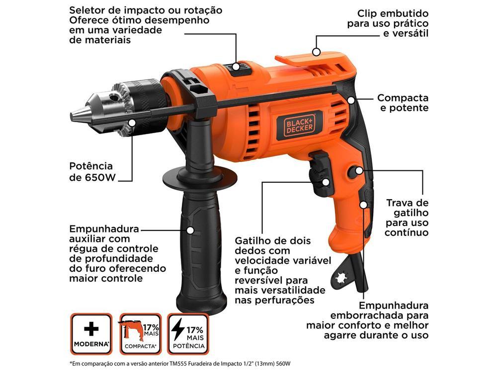 Furadeira de Impacto Black+Decker 650W BED713650 - 2