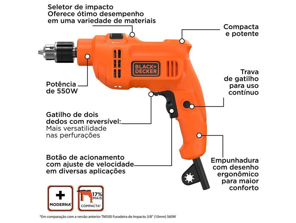 Furadeira de Impacto Black+Decker 550W BED710550 - 2