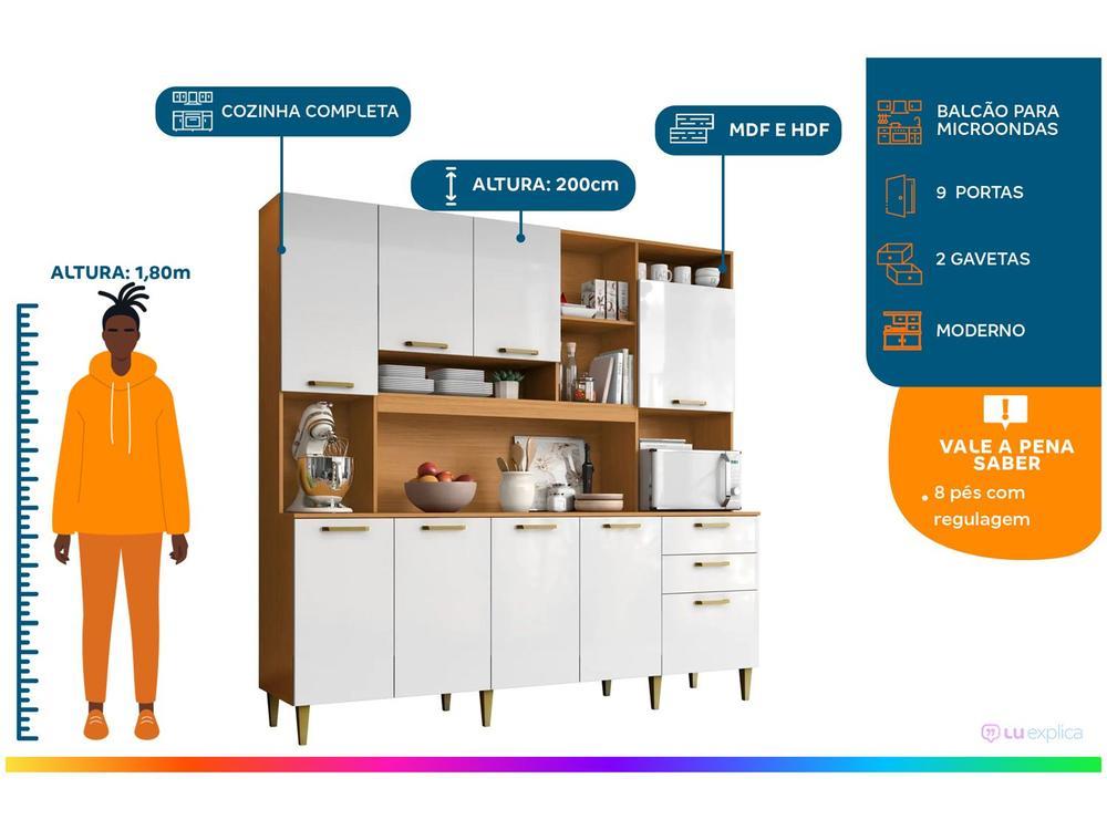 Cozinha Completa Aramóveis Kit Mega 9 Portas 2 Gavetas - 2