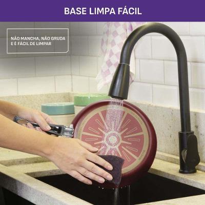 Jogo de Panelas Rochedo Antiaderente de Alumínio Vermelho 11 Peças Facilita