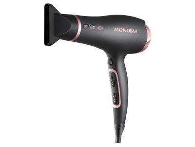 Secador de Cabelo Mondial Tourmaline Íon Preto e Golden Rosé 2200W 2 Velocidades SC-37-BI 78011-01